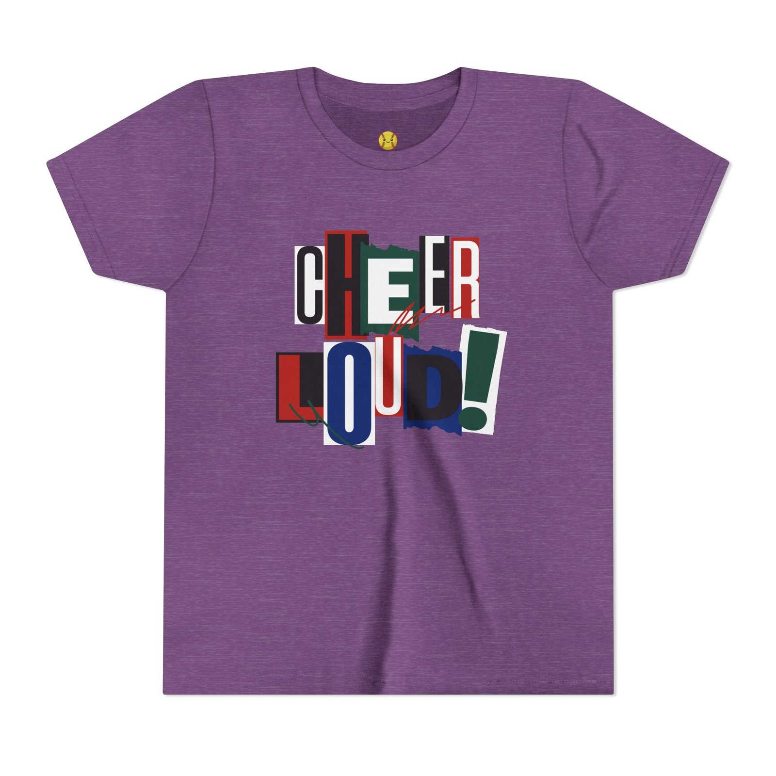 cheer loud! graphic tee — bold retro scrapbooking style shirt in youth sizes cheer loud! graphic tee — bold retro scrapbooking style shirt in youth sizes