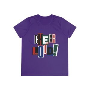 cheer loud! ladies moisture wicking tee – colorblock cheerleading shirt for competitions