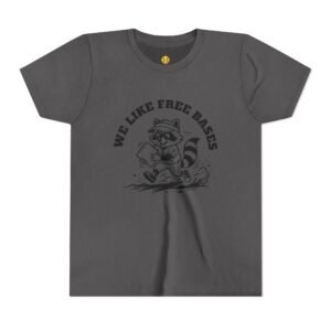 we like free bases softball raccoon graphic tee in youth sizes