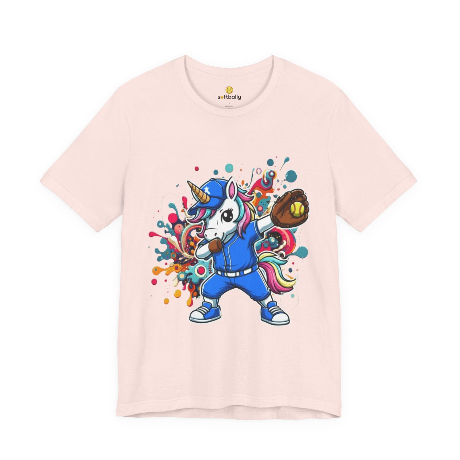 dabbing unicorn softball tee — colorful sports fun graphic t shirt dabbing unicorn softball tee — colorful sports fun graphic t shirt