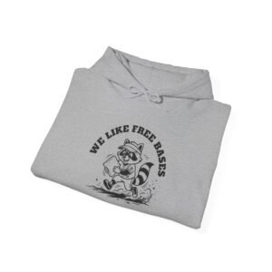 we like free bases hoodie softball raccoon graphic sweatshirt