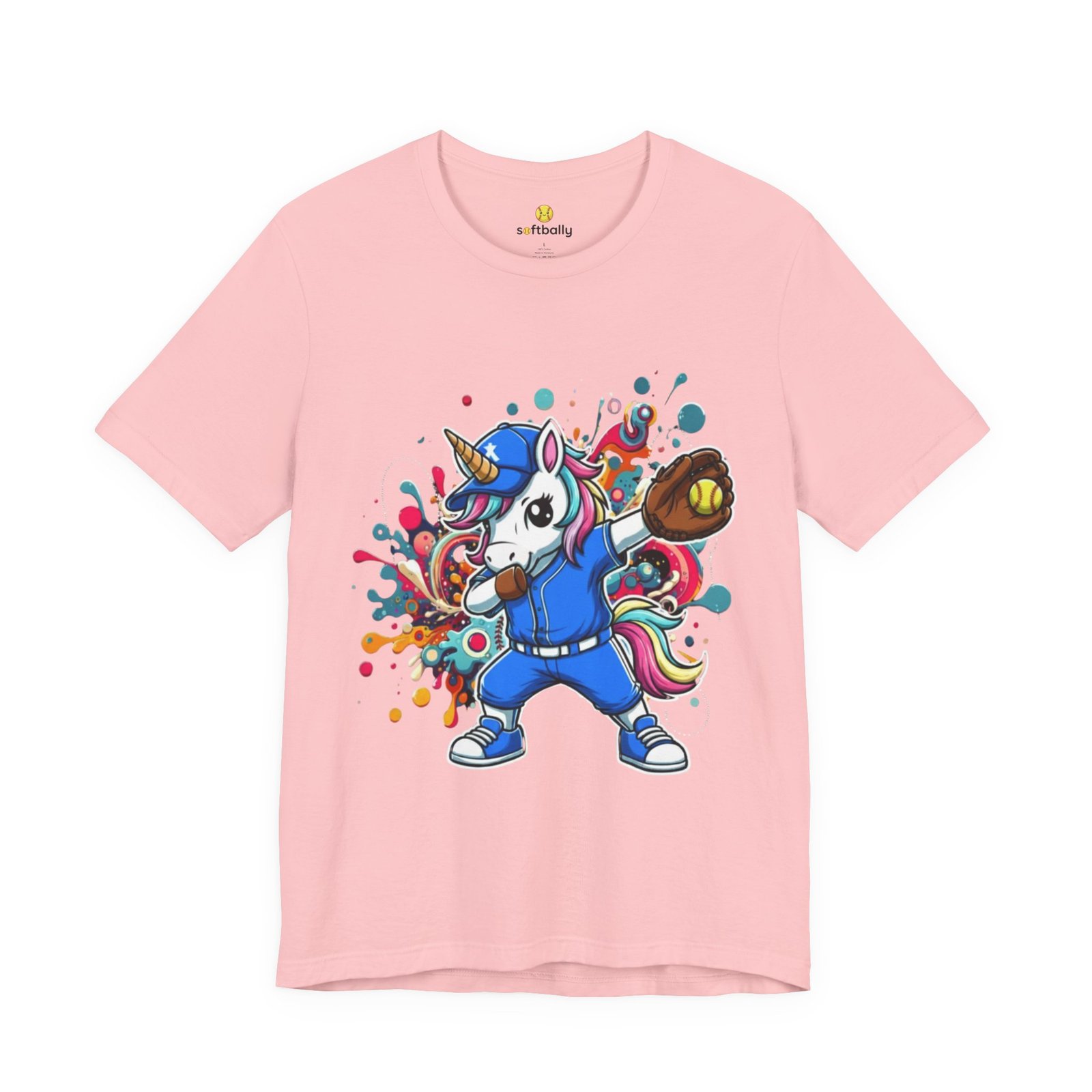 dabbing unicorn softball tee — colorful sports fun graphic t shirt dabbing unicorn softball tee — colorful sports fun graphic t shirt