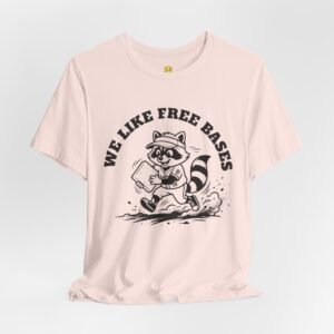 we like free bases softball raccoon graphic tee