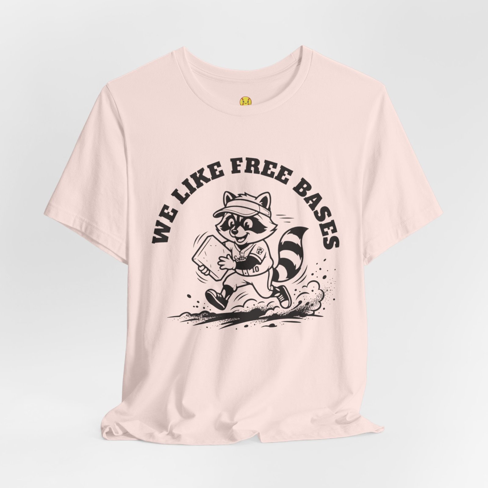we like free bases softball raccoon graphic tee we like free bases softball raccoon graphic tee