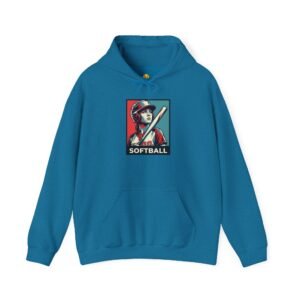 softball player graphic hoodie – vintage poster style softball sweatshirt