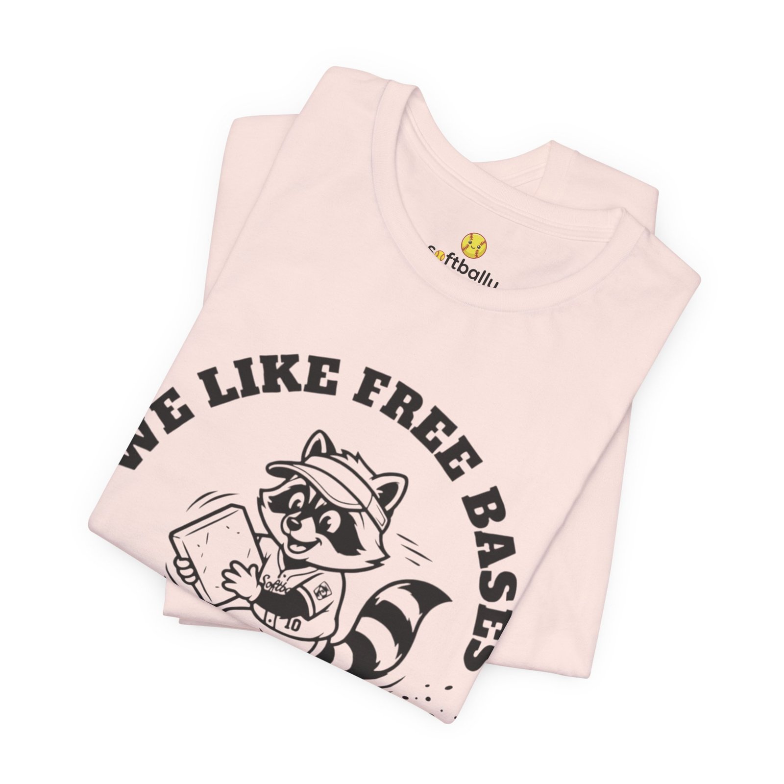 we like free bases softball raccoon graphic tee we like free bases softball raccoon graphic tee