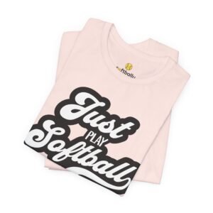 just play softball retro script t‑shirt (in pinks)
