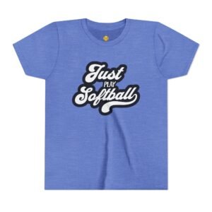 just play softball retro script t‑shirt in youth sizes