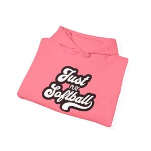 softball hoodie – "just play softball" retro script hooded sweatshirt