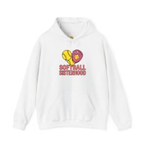 softball sisterhood hoodie — heart glove & bat softball sweatshirt