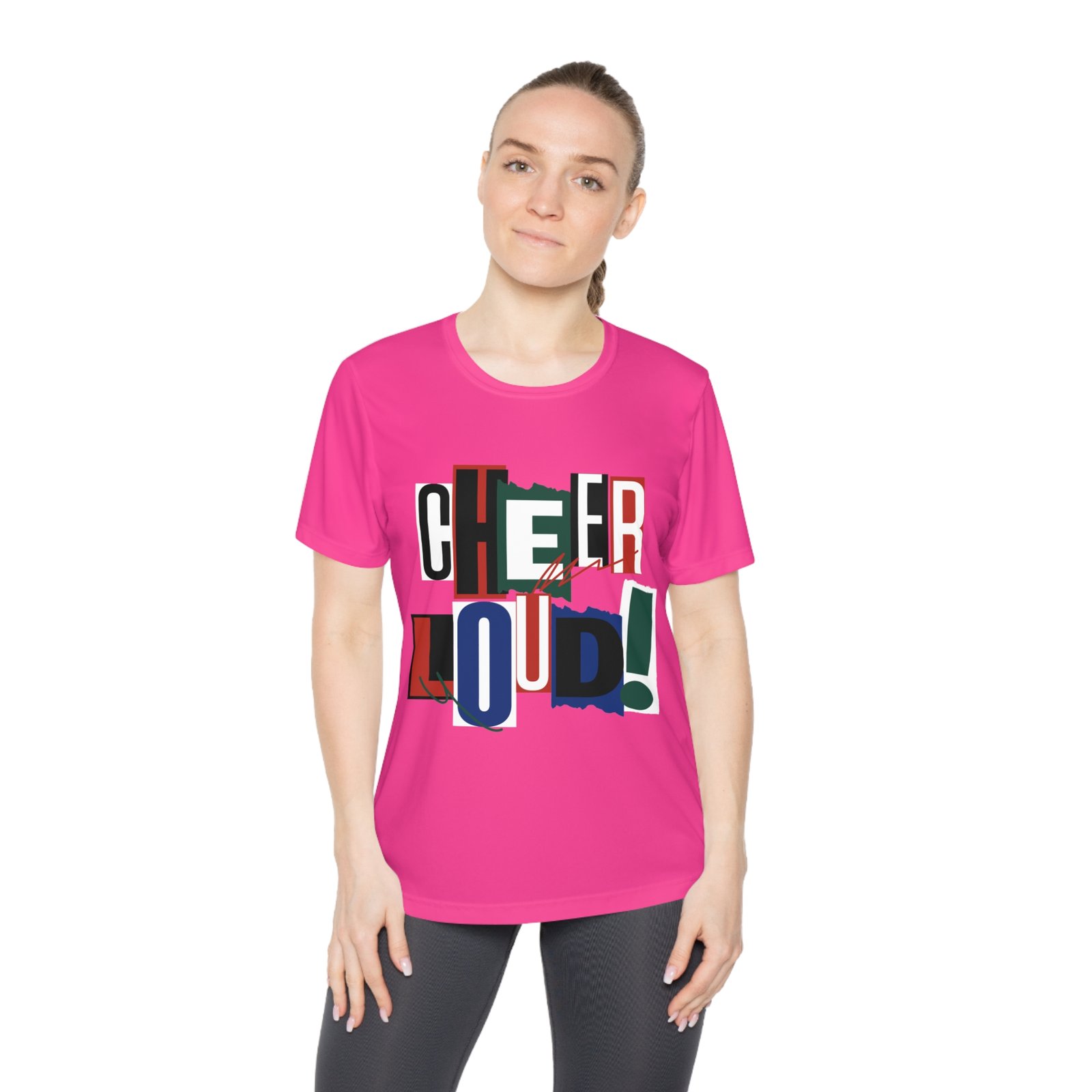 cheer loud! ladies moisture wicking tee – colorblock cheerleading shirt for competitions cheer loud! ladies moisture wicking tee – colorblock cheerleading shirt for competitions