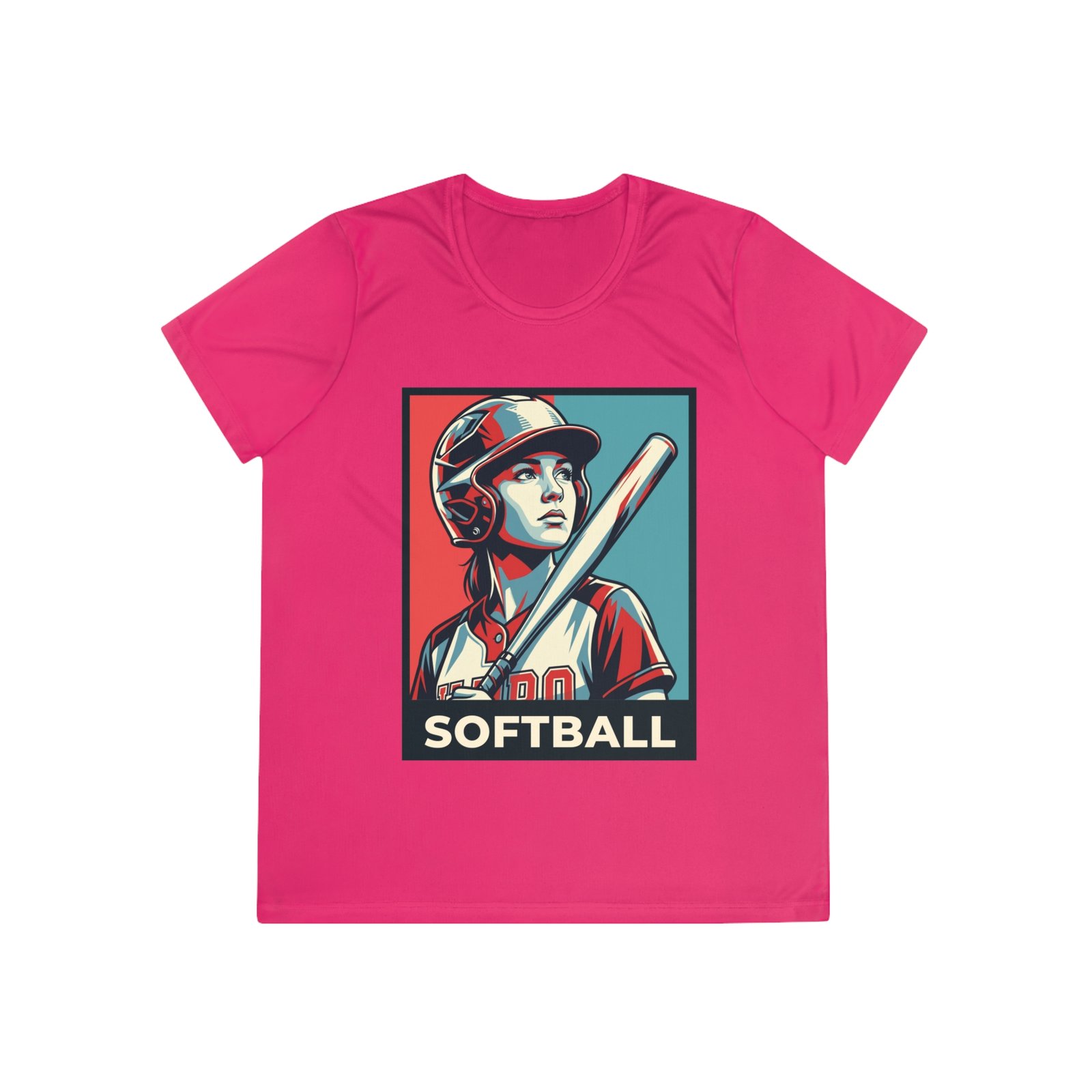 women’s softball player moisture wicking t shirt — vintage “softball” batter design women’s softball player moisture wicking t shirt — vintage “softball” batter design