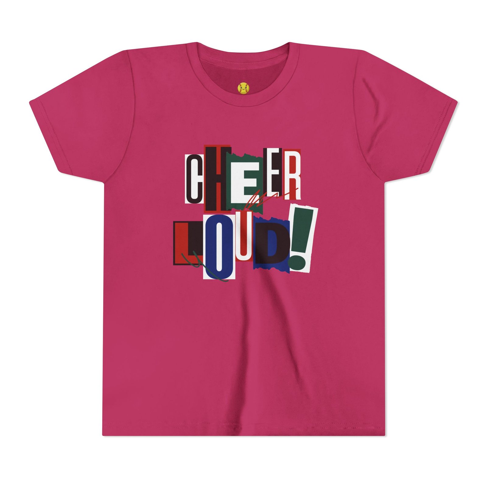 cheer loud! graphic tee — bold retro scrapbooking style shirt in youth sizes cheer loud! graphic tee — bold retro scrapbooking style shirt in youth sizes