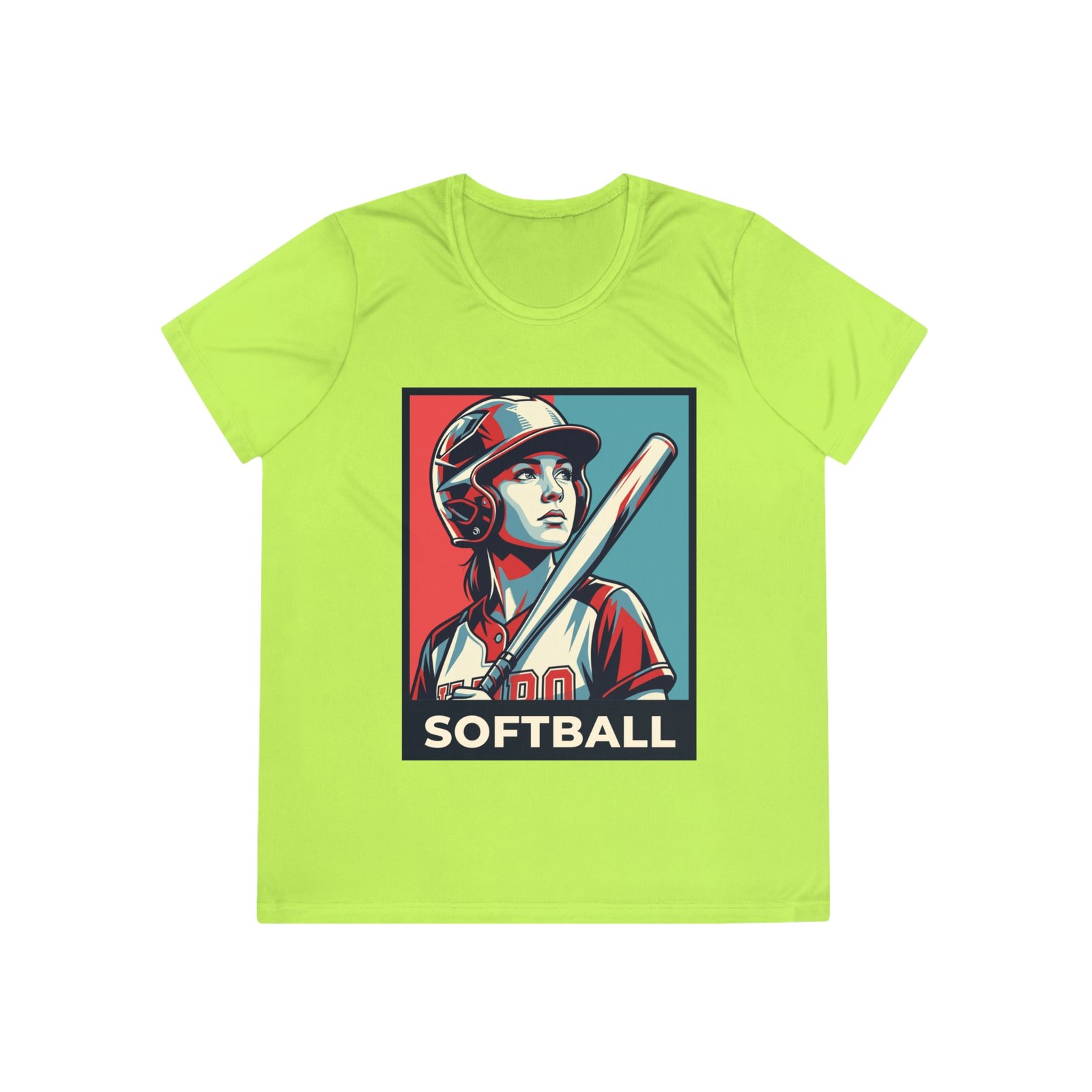 women’s softball player moisture wicking t shirt — vintage “softball” batter design women’s softball player moisture wicking t shirt — vintage “softball” batter design