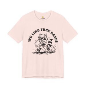 we like free bases softball raccoon graphic tee