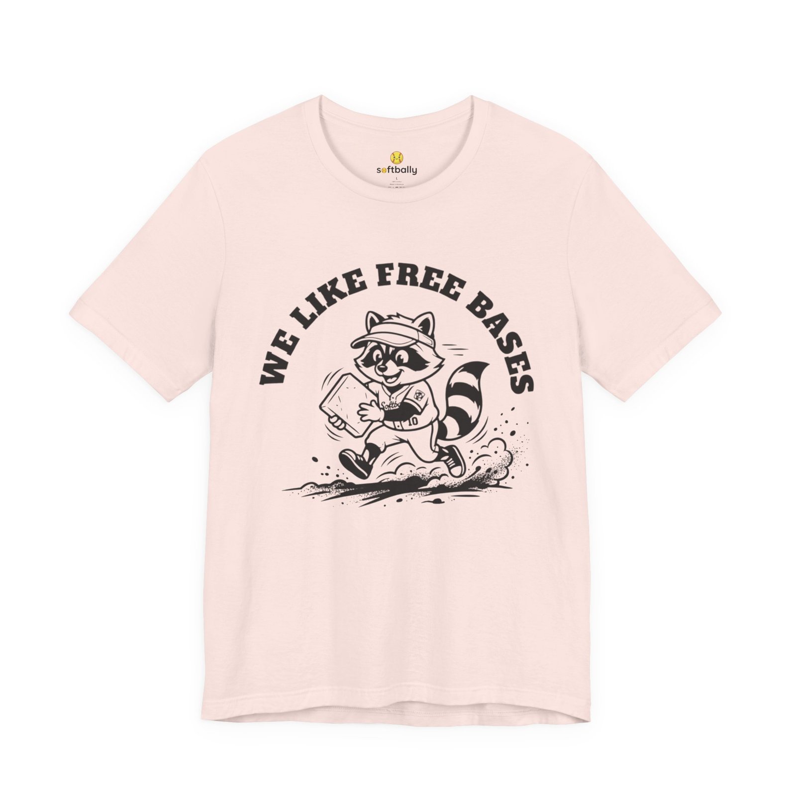we like free bases softball raccoon graphic tee we like free bases softball raccoon graphic tee