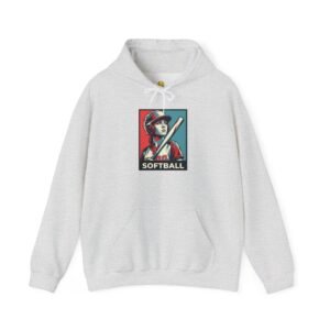 softball player graphic hoodie – vintage poster style softball sweatshirt