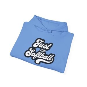softball hoodie – "just play softball" retro script hooded sweatshirt
