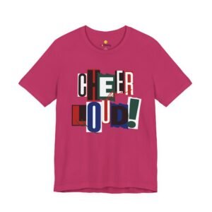 cheer loud! graphic tee — bold retro scrapbooking style shirt