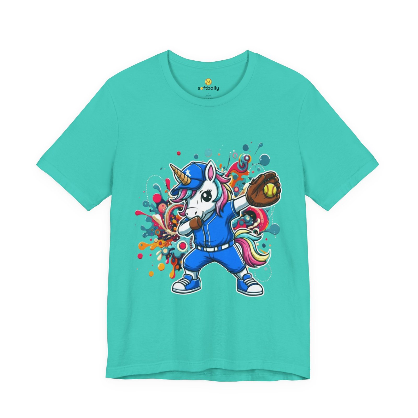 dabbing unicorn softball tee — colorful sports fun graphic t shirt dabbing unicorn softball tee — colorful sports fun graphic t shirt