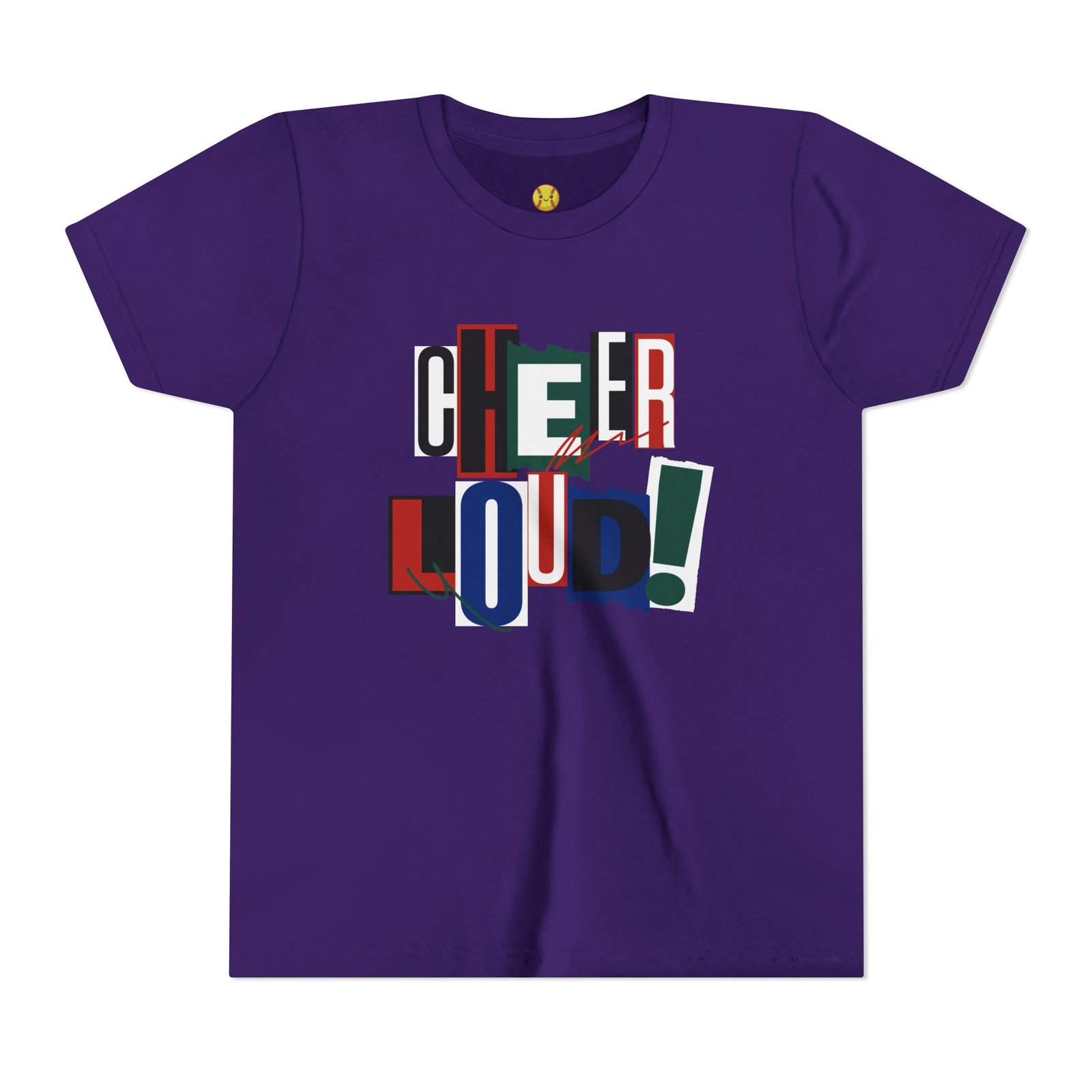 cheer loud! graphic tee — bold retro scrapbooking style shirt in youth sizes cheer loud! graphic tee — bold retro scrapbooking style shirt in youth sizes