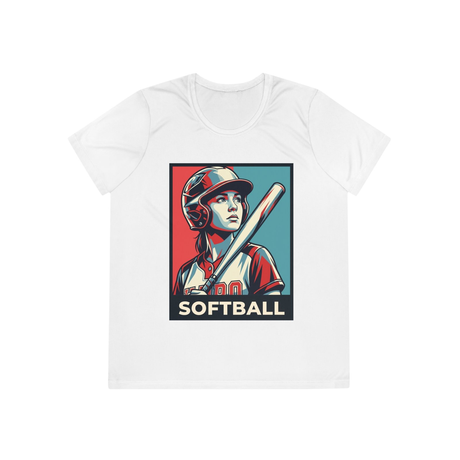 women’s softball player moisture wicking t shirt — vintage “softball” batter design women’s softball player moisture wicking t shirt — vintage “softball” batter design