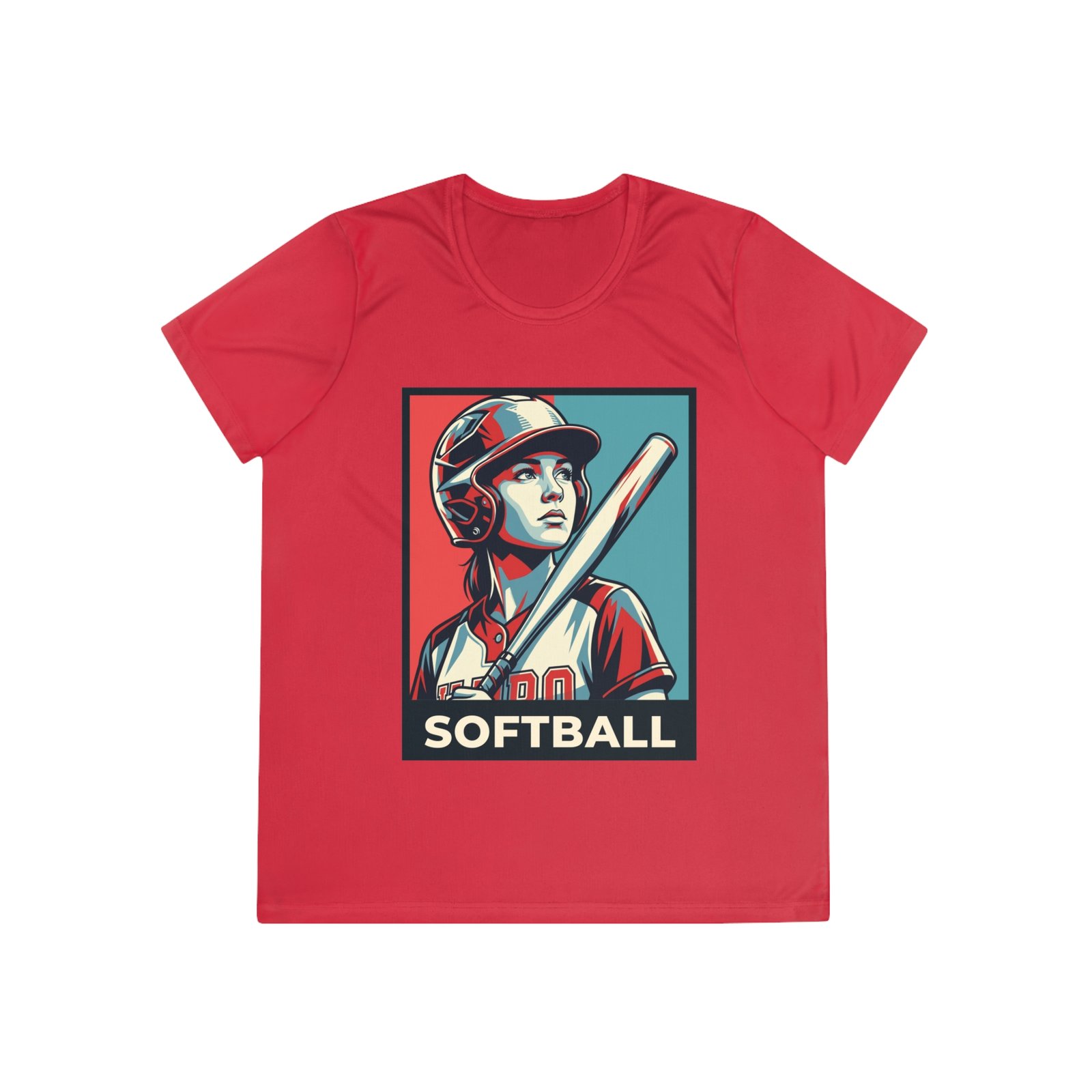 women’s softball player moisture wicking t shirt — vintage “softball” batter design women’s softball player moisture wicking t shirt — vintage “softball” batter design