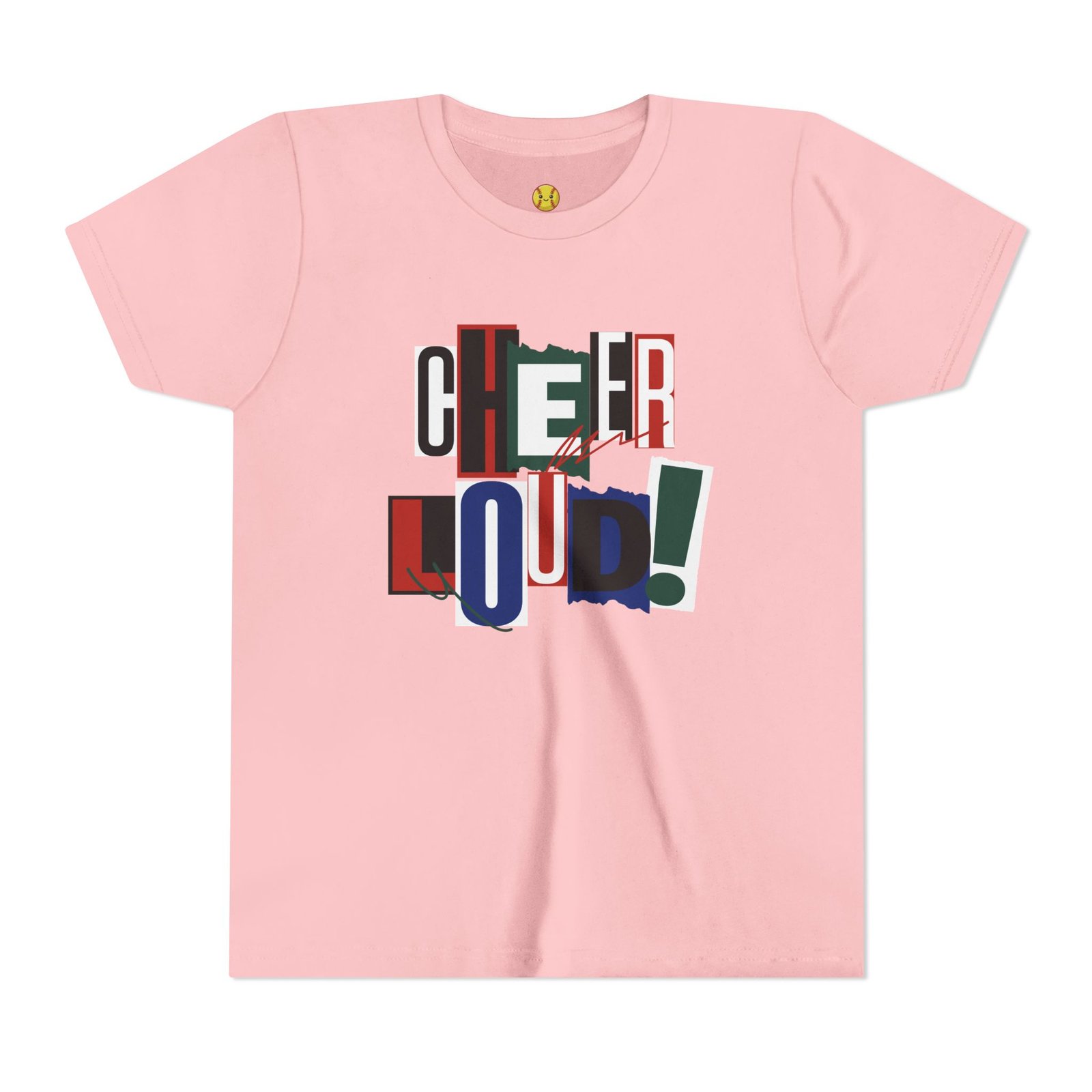 cheer loud! graphic tee — bold retro scrapbooking style shirt in youth sizes cheer loud! graphic tee — bold retro scrapbooking style shirt in youth sizes
