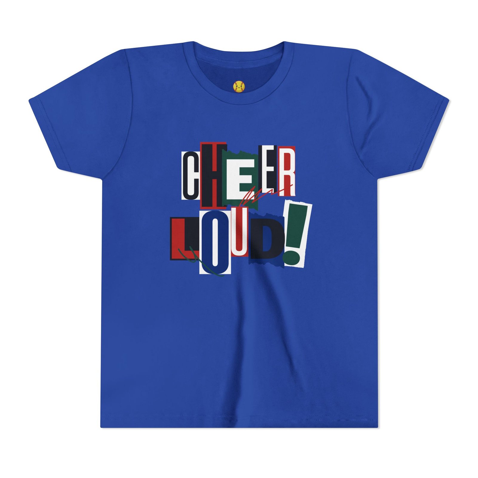 cheer loud! graphic tee — bold retro scrapbooking style shirt in youth sizes cheer loud! graphic tee — bold retro scrapbooking style shirt in youth sizes