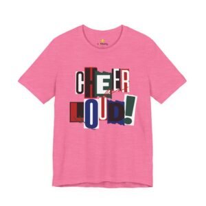 cheer loud! graphic tee — bold retro scrapbooking style shirt