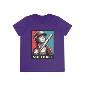 women’s softball player moisture wicking t shirt — vintage “softball” batter design