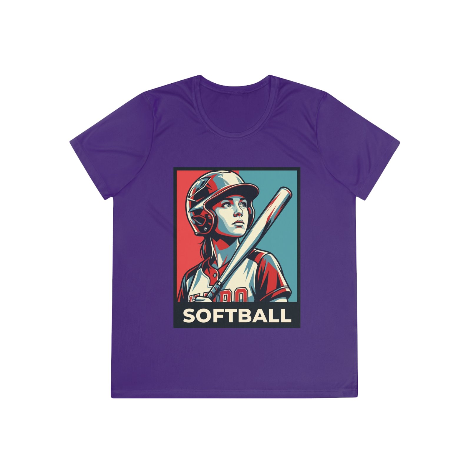 women’s softball player moisture wicking t shirt — vintage “softball” batter design women’s softball player moisture wicking t shirt — vintage “softball” batter design