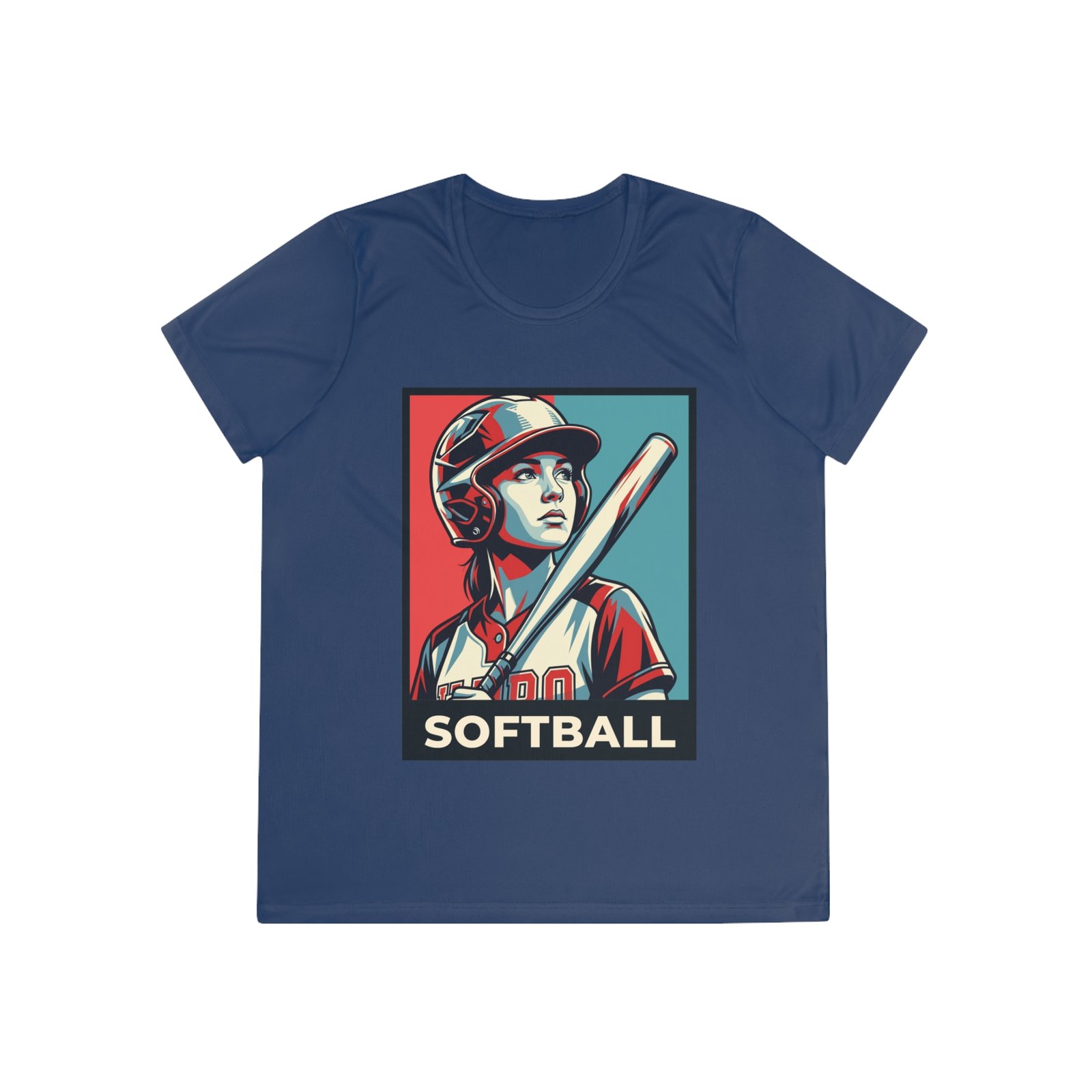 women’s softball player moisture wicking t shirt — vintage “softball” batter design women’s softball player moisture wicking t shirt — vintage “softball” batter design