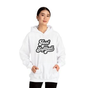 softball hoodie – "just play softball" retro script hooded sweatshirt
