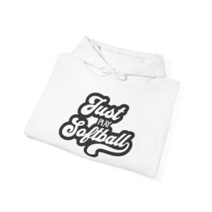softball hoodie – "just play softball" retro script hooded sweatshirt