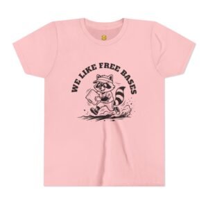 we like free bases softball raccoon graphic tee in youth sizes
