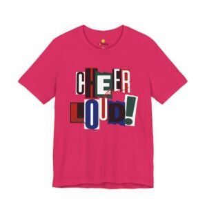 cheer loud! graphic tee — bold retro scrapbooking style shirt