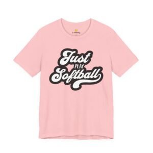 just play softball retro script t‑shirt (in pinks)