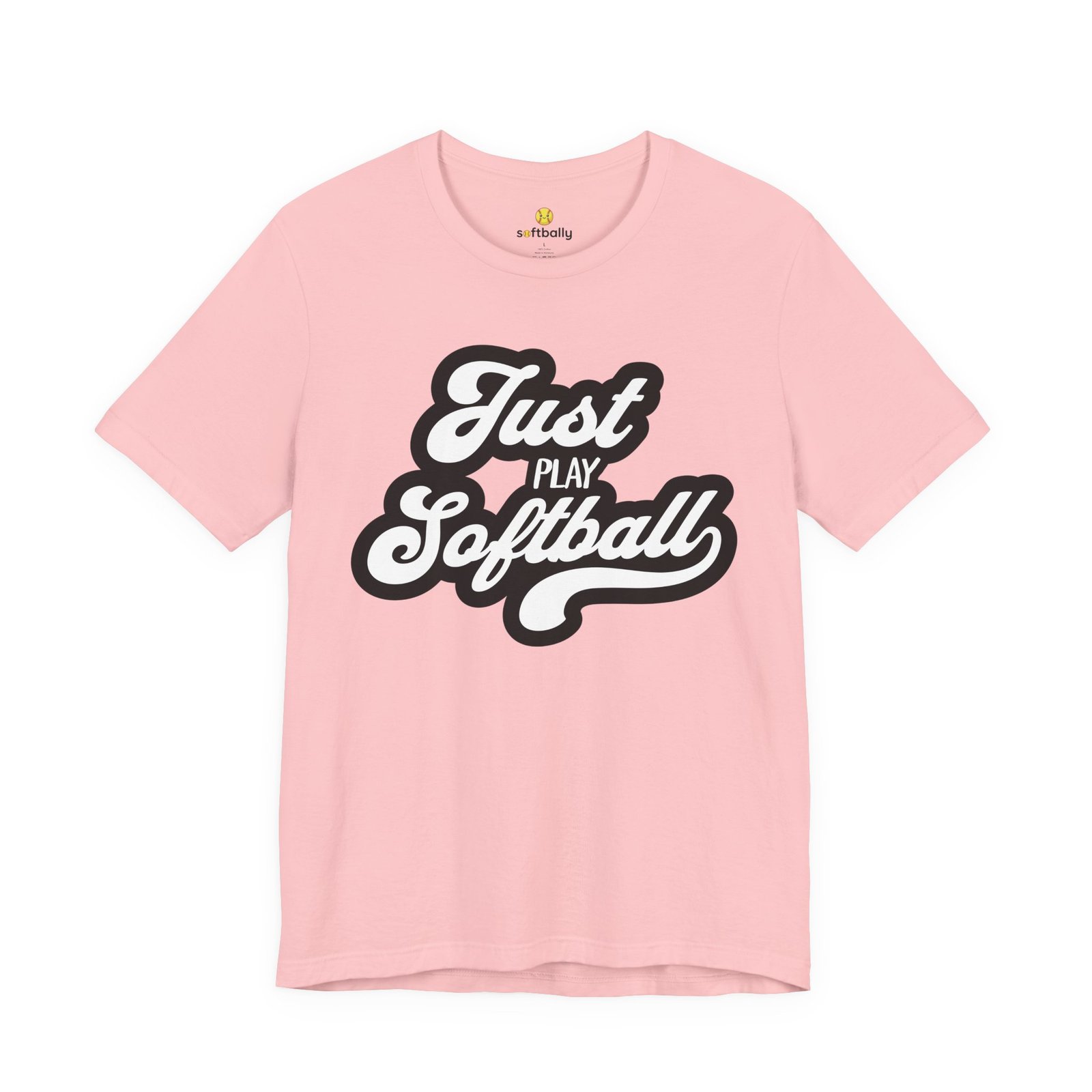 just play softball retro script t‑shirt (in pinks) just play softball retro script t‑shirt (in pinks)