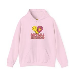 softball sisterhood hoodie — heart glove & bat softball sweatshirt