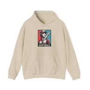 softball player graphic hoodie – vintage poster style softball sweatshirt