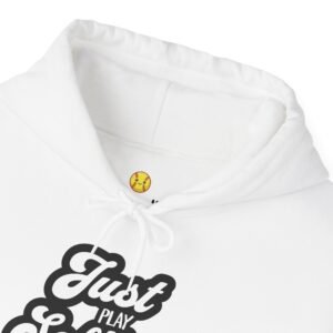 softball hoodie – "just play softball" retro script hooded sweatshirt