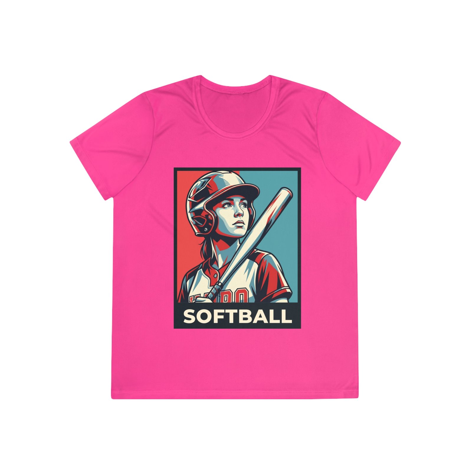 women’s softball player moisture wicking t shirt — vintage “softball” batter design women’s softball player moisture wicking t shirt — vintage “softball” batter design