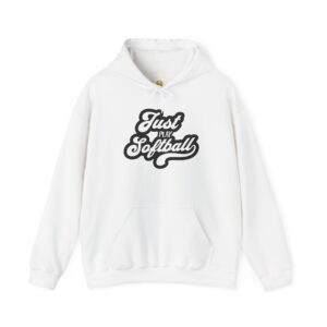 softball hoodie – "just play softball" retro script hooded sweatshirt