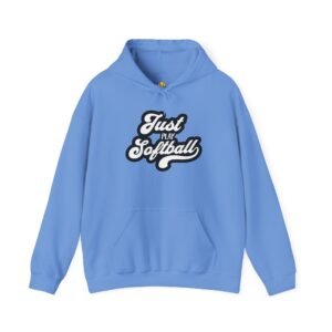 softball hoodie – "just play softball" retro script hooded sweatshirt
