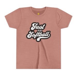 just play softball retro script t‑shirt in youth sizes