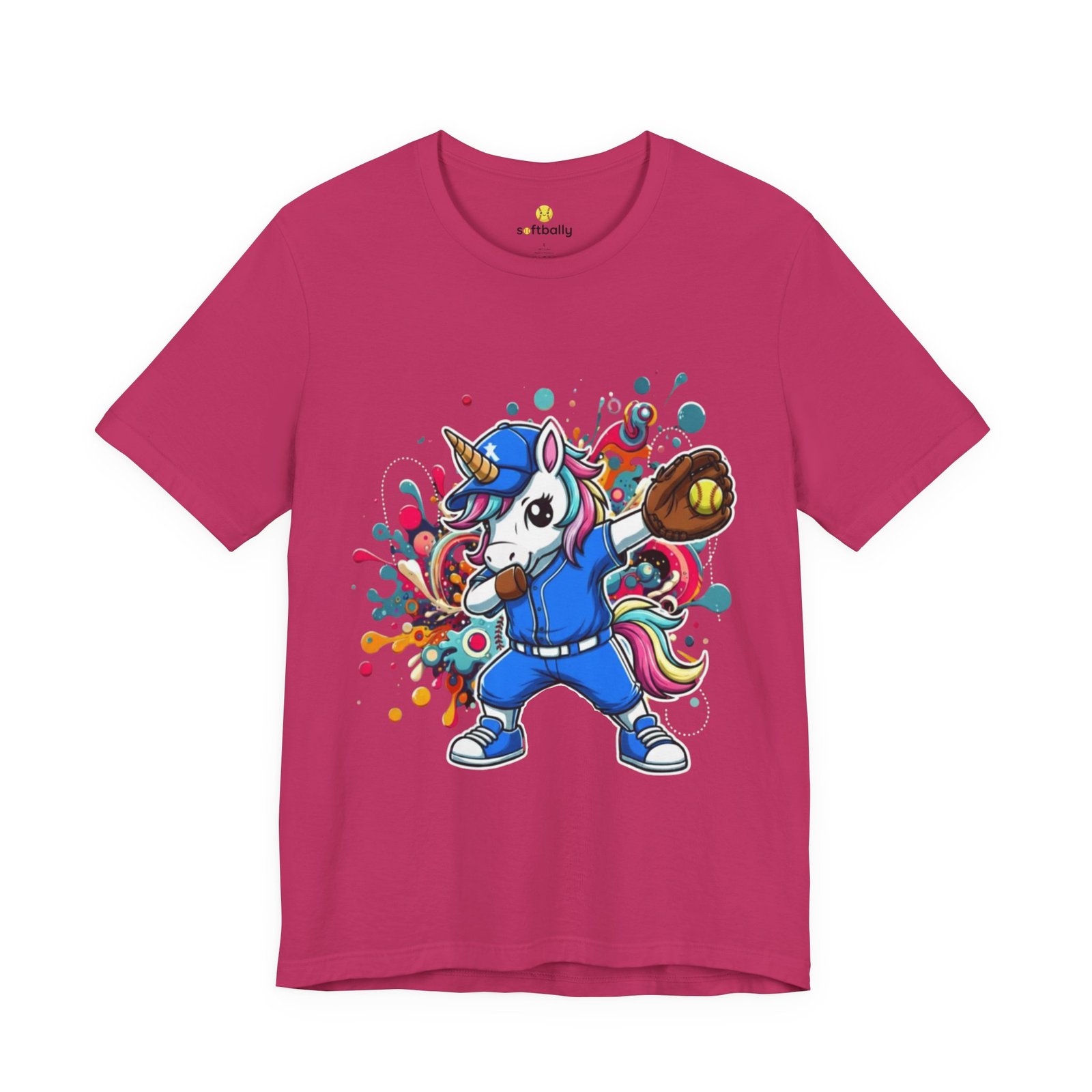 dabbing unicorn softball tee — colorful sports fun graphic t shirt dabbing unicorn softball tee — colorful sports fun graphic t shirt