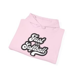 softball hoodie – "just play softball" retro script hooded sweatshirt
