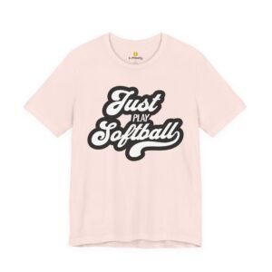 just play softball retro script t‑shirt (in pinks)