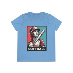 women’s softball player moisture wicking t shirt — vintage “softball” batter design